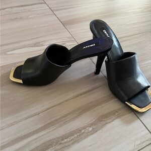 DKNY Black Heels with Gold Trim